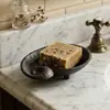 Plato de jabón decorativo de hierro fundido con forma de concha, minimalista moderno retro, estante de drenaje, decoración de escritorio, caja de almacenamiento pequeña