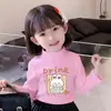 Y2005# Camiseta de Otoño para Niña Manga Larga Camiseta Básica De Terciopelo Cuello Semi-alto Ropa de Otoño Infantil Camiseta Cálida con Forro de Felpa