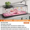 Acuario Pequeño para Sala de Estar, Pecera con Paisaje de Flor de Cerezo, Pecera Ecológica de Escritorio Completa, Tanque para Tortugas de Oficina con Tapa