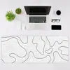 Novo Mouse Pad de Jogo e Escritório Preto Modelo Transfronteiriço com Linhas de Contorno, Tapete de Mesa Extra Longo, Superfície de Tecido Ultra-Fibra, Base de Borracha Natural