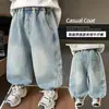 Pantalones Vaqueros de Pies Vendados para Niños Primavera y Otoño Estilo Coreano Ropa Infantil Pantalones Scimitar Sueltos Atractivos para Niños Pequeños y Medianos Pantalones Largos Comercio Exterior
