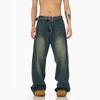 Vintage azul liso slim olhar jeans cintura alta solto design sentido amarelo lama tingido lavado velho americano larga leg calças
