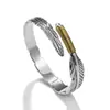 Pulsera de Pluma para Hombre Tendencia India Retro Takahashi Goro Pulsera Abierta Plateada Pulsera de Plata de Moda