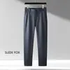 Calça social profissional anti-rugas, estilo primavera e outono, nova calça casual masculina de corte reto solto com elasticidade em quatro direções