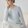Nuevo jersey de punto de cachemira liso para mujer de otoño e invierno, corte holgado, mangas largas caladas, suave y agradable para la piel