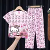 Pijama de Verano para Niños de Tailandia, Camiseta de Manga Corta y Pantalones Cortos, Delgado, Infantil, Nuevo 2025, Ropa de Casa para Niños, Traje para Niños Medianos y Grandes