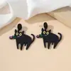 Um Par de Brincos de Gato Preto, Tulipas Rosas, Design de Moda Criativo, Material Acrílico, Festa de Halloween