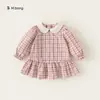 Ropa para niños Bangxuan otoño nuevo estilo vestido de cuadros para bebé niña vestido infantil vestido de niña de manga larga