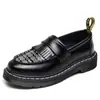 Mocassins com Franja Audemars Piguet para Mulheres, Sapatos Casuais de Couro Genuíno de Cano Baixo, Estilo Britânico com Graffiti para Estudantes, Bico Redondo