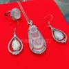 Colgante de frijol de calcedonia de hielo de cuatro estaciones para mujer plata 925 con incrustaciones de calcedonia de hielo alto collar de frijol anillo aretes juego de tres piezas