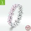 Pingente de Prata original S925 prata de lei anel de guirlanda rosa romântico feminino anel de guirlanda trançada rosa SCR681
