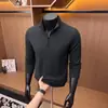 Nueva sudadera de otoño para hombre con media cremallera, camiseta básica casual de manga larga de color liso para primavera y otoño, camiseta interior para hombre
