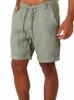 Pantalones deportivos de verano con cordones de color liso, pantalones cortos de algodón y lino para hombre, pantalones casuales
