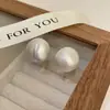Pendientes Redondos Pesados de Plata de Ley S925 Cepillada para Mujer, Pendientes de Perlas de Plata con Textura Mate de Gama Alta de Nicho al por Mayor