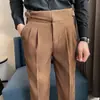 Venda Direta de Fábrica Calças Casuais Masculinas Estilo Napolitano Italiano Estilo Professor Tony Calças Sociais de Cintura Alta