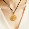 Nuevo collar de brújula de circón chapado en oro antiguo estilo chino para mujer, colgante redondo de calabaza de imitación de oro vintage, joyería de alta calidad de Yiwu