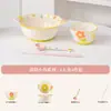 Conjunto de tigelas e pratos de alto valor para uso doméstico com relevo floral e de pássaros em desenho animado, louça de cerâmica sob esmalte, tigelas de arroz fofas, tigelas de sopa, pratos