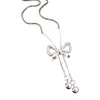 Accesorios de Collar con Borla de Lazo de Circonita Estilo Coreano para Mujer, Cadena de Suéter Moderna y Exquisita, Collar de Lujo Ligero y de Alta Gama