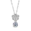 Colgante de plata s925 Collar de flor rosa de un quilate Calidad seiko Moissanita Diamante artificial Moda Cadena clavicular