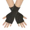 Calentadores de Muñeca Tejidos Jacquard con Patrón de Ocho Cruzado para Hombre y Mujer, Guantes de Medio Dedo Expuestos, Nueva Colección Otoño e Invierno