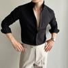 Tecido seersucker primavera e verão fino camisa masculina de manga comprida nova gola casual chinesa base masculina camisa popular online