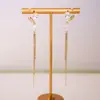 Pendientes de Borla de Perla de Circonita de Aguja Plateada Pendientes Largos de Mariposa de Lujo Accesible Francés Pendientes de Diseño Versátil para Mujer