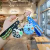 Llavero Creativo Lindo Gato Donut Muñeco Estéreo Cuerda para Teléfono Móvil Llavero de Goma Suave Colgante para Bolso Colgante