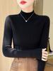 Suéter de cuello alto a la mitad nuevo por dentro base de punto camisa de manga larga ajustada estilo western diseño calado cuello alto top de moda