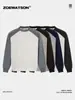 Ropa para Hombre Zoewatson 2026 Otoño Nueva Sudadera de Peso Pesado Raglán Bloques de Color Cuello Redondo Camiseta Casual Holgada de Manga Larga