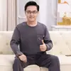 Pijama Grueso de Doble Cara con Cuello Redondo y Mangas Largas de Talla Grande para Hombres de Mediana Edad y Mayores, Conjunto de Ropa de Casa para Papá que se Puede Usar Afuera