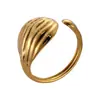 Anillo Abierto Nuevo con Rosca Estilo Europeo y Americano Diseño Creativo Elegante Gama Alta Acero de Titanio Chapado en Oro de 18K Anillo de Joyería