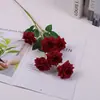 Flores Artificiales, Flores de Seda de Rosa de 6 Cabezas, Ramo para Mesa de Comedor Sala de Estar Hogar Mesa de Café, Decoración de Escritorio, Adornos de Flores Falsas para Boda