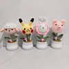Oveja de lana tejida a ganchillo animal en maceta, cabeza de cerdo conejo Pikachu, decoración del hogar, importación transfronteriza, hecho a mano puro