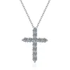 Colgante Transfronterizo Japonés y Coreano de Plata de Ley S925 Lleno de Diamantes Moissanita, Collar de Cruz Simple y Moderno, Collar de Moissanita para Mujeres