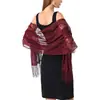 Xale Popular Transpassado de Renda Cruzada Noiva Madrinha Vestido de Casamento Xale Festa Jantar Lenço de Tule com Franjas