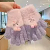 Guantes de Dedos Lindos para Niños Niñas Invierno Prueba de Frío Cálido Juego de Cinco Dedos Conjunto Completo de Dedos Tejido para Bebé Niños de Invierno