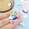 Transfronterizo Nuevo 12 Dibujos Animados Arco Iris Unicornio Colgante de Aleación Pulsera de Pony Linda Colgante de Perlas