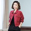Chamarra de Mezclilla Corta Borgoña para Mujer Primavera 2024 Tendencia para Mujer Estilo Coreano Suelta Bf Casual Rojo Top de Trabajo