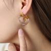 Estilo Coreano Elegante y Fresco Joyería de Nicho Textura de Arena Movediza Galáctica Resina Multicolor Acero de Titanio Chapado en Oro Pendientes en Forma de U para Mujer