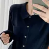 Suéter de Lana Fina para Mujer 2023, Cárdigan de Punto Versátil para Otoño e Invierno con Cuello Camisero, Suéter Abrigo de Color Sólido, Manga Larga
