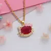 Collar de Gato con Gota de Aceite de Zirconia para Mujer, Chapado en Cobre, No se Desvanece, Colgante Lindo Vintage, Ajustable, Versátil, Apilable, Artículo Popular Transfronterizo