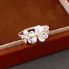 Anillo Ajustable de Flor Fresca, Dulce y Sencillo, Anillo de Dedo Índice de Gama Alta de Nicho, Joyería de Moda, Exquisita y Personalizada para Mujeres