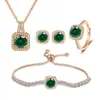Set de Joyería Cuadrado para Transmisión en Vivo de TikTok, Venta Caliente Transfronteriza, con Ocho Corazones y Ocho Flechas, Incluye Anillos de Piedras Preciosas de Colores, Aretes, Collares y Joyería de Cubo de Azúcar