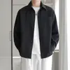 Camisa Texturizada Plissada para Homens, Estilo Leve e Maduro, Manga Longa Solta, Macia, Respirável, Camisa com Sensação Fresca, Roupa de Trabalho Jacquard, Fashion e Tendência