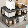 Estante de almacenamiento para encimera de cocina, soporte para ollas extensible, estante de almacenamiento multifuncional para microondas y olla arrocera para el hogar