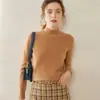 Suéter básico de cachemira de cuello medio para mujer, cachemira pura, engrosado, holgado, adelgazante, suéter de punto base, ropa interior