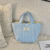 411272 Cor Sólida Acolchoada Enrugada Tecido Pequeno Amor Bolsa de Mão Portátil Casual Bolsa de Mão Trabalho Deslocamento Lancheira