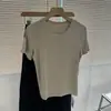 Camiseta Blanca Verde Aguacate Persona Pequeña Hombro Normal Cuello Redondo Manga Corta Mujer Versátil Retro Elástica Ajustada Verano Coreana