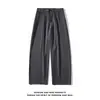 Calça Masculina Casual Simples Versátil Solta Tendência Cor Sólida Estilo de Rua Perna Larga Vintage Fluida Casal