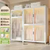 Armario de Acero Hogar Dormitorio Ropa Colcha Gabinete de Almacenamiento Armario de Pie para Niños Habitación de Alquiler Almacenamiento a Prueba de Polvo Perchero